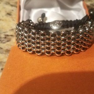 Joseph Nogucco silver and nylon cord woven bracelet.